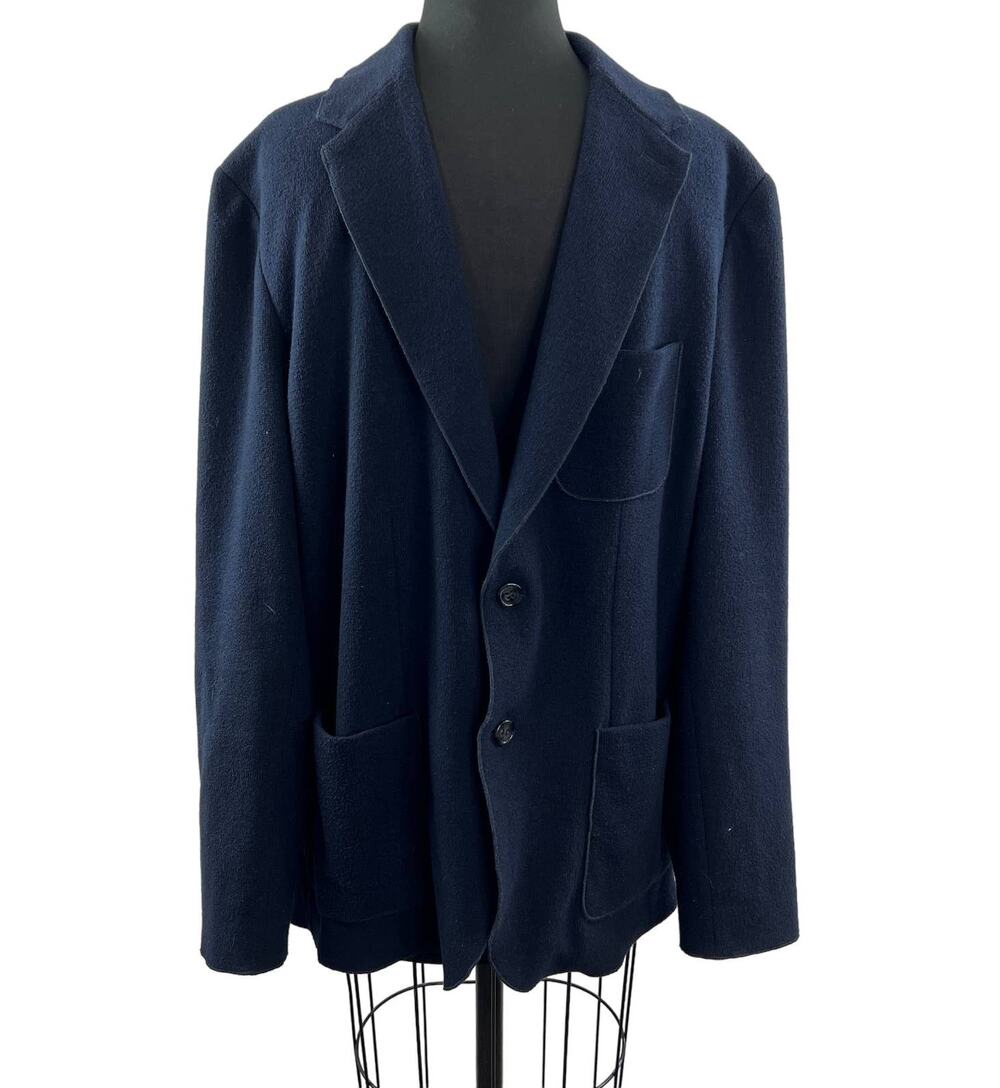 Zachary Prell Navy Blue Two Button Notched Lapel Knit Blazer w/ Pockets Size L